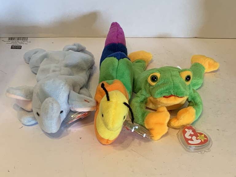 3 TY BEANIE BABIES (1997 SMOOCHY, 1995 PEANUT, 1995 INCH) image