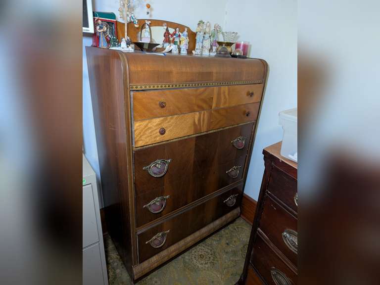OLD FOUR-DOOR CHEST WITH MIRROR BACKSPLASH *** SPECIAL PICKUP INSTRUCTIONS *** image