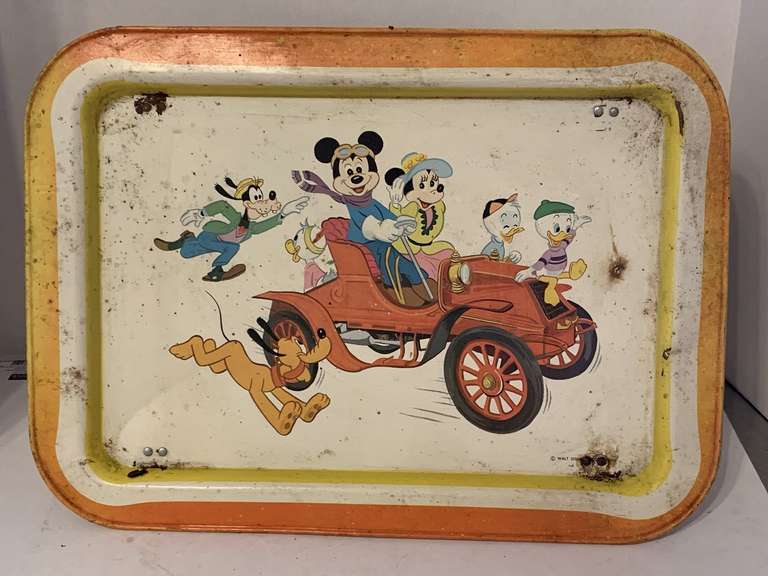 VINTAGE MICKEY & FRIENDS WALT DISNEY METAL LAP TRAY 17X13 image
