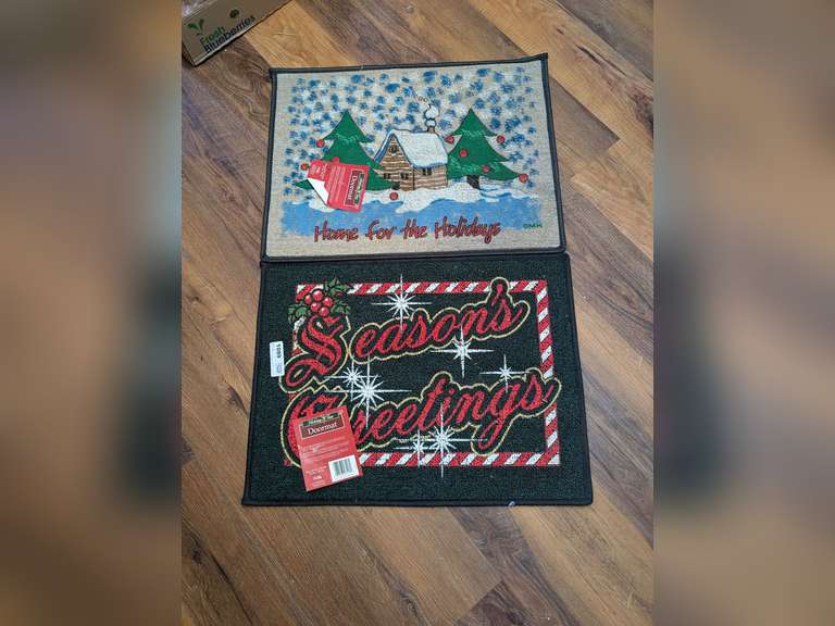 PAIR OF CHRISTMAS THEME DOOR MATS WITH TAGS image