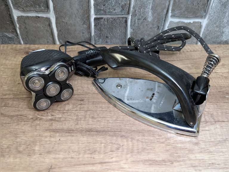 REMINGTON BALDER PRO HEAD SHAVER AND MID-CENTURY GENERAL ELECTRIC IRON image