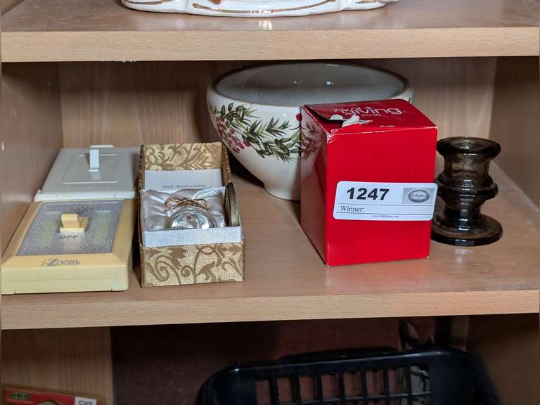 ALL ITEMS ON SHELF MARKED 1247 INCLUDING 50TH ANNIVERSARY BELL, CHRISTMAS ANGEL TREE, STICK ON SWITCH LIGHT, AND MORE image