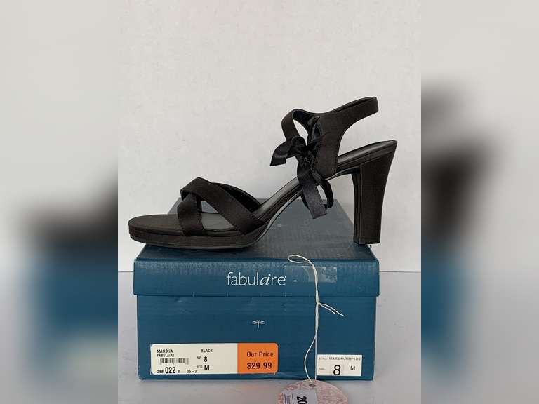 NEW FABULAIRE BLACK SATIN HEELS SIZE 8 image