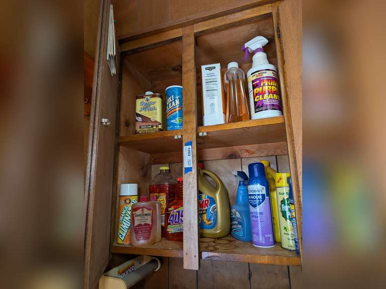 CLEANING SUPPLIES AND MORE IN CABINET MARKED 1002 image