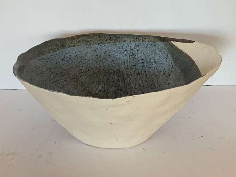 HANDMADE LARGE POTTERY BOWL 13" WIDE X 5 1/4" TALL image