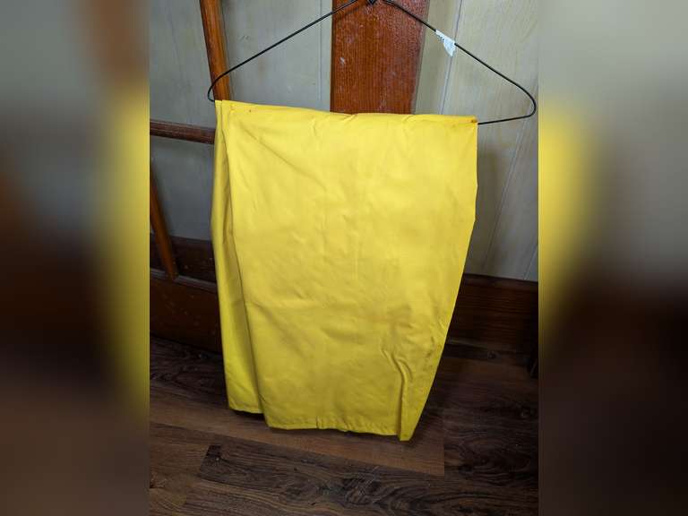 VINTAGE UNIROYAL SUPER NEOPRENE COATED NYLON OVERALLS WITH TAG, SIZE MEDIUM 36-38 image