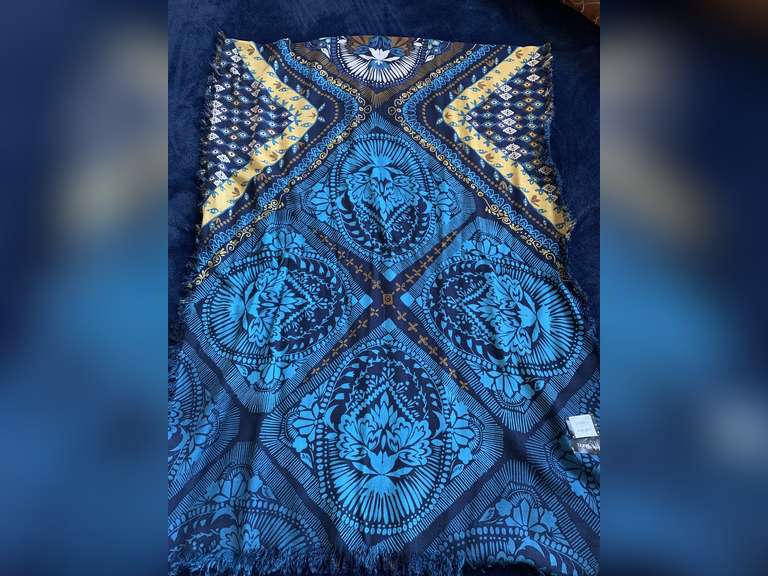 NEW TARNISH BLUE/GOLD SHAWL/WRAP image