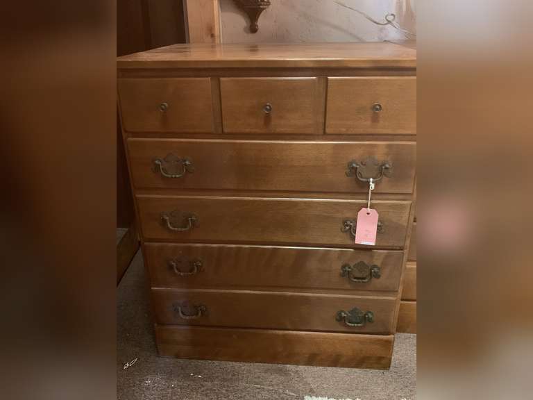 VINTAGE ETHAN ALLEN 5 DRAWER CHEST 25" WIDE X 18 1/2" DEEP X 30" TALL image