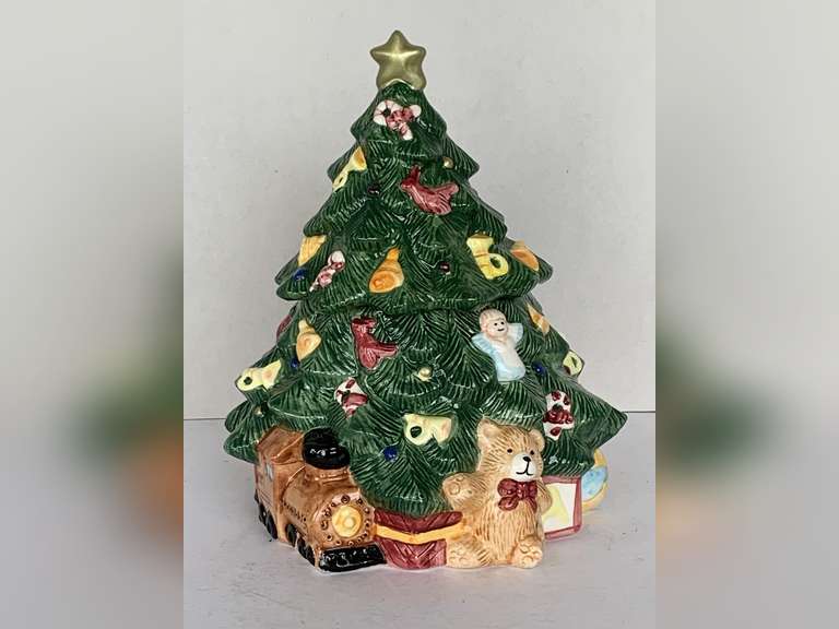 1995 JAY IMPORTS CHRISTMAS TREE COOKIE JAR 11" TALL X 9" WIDE image
