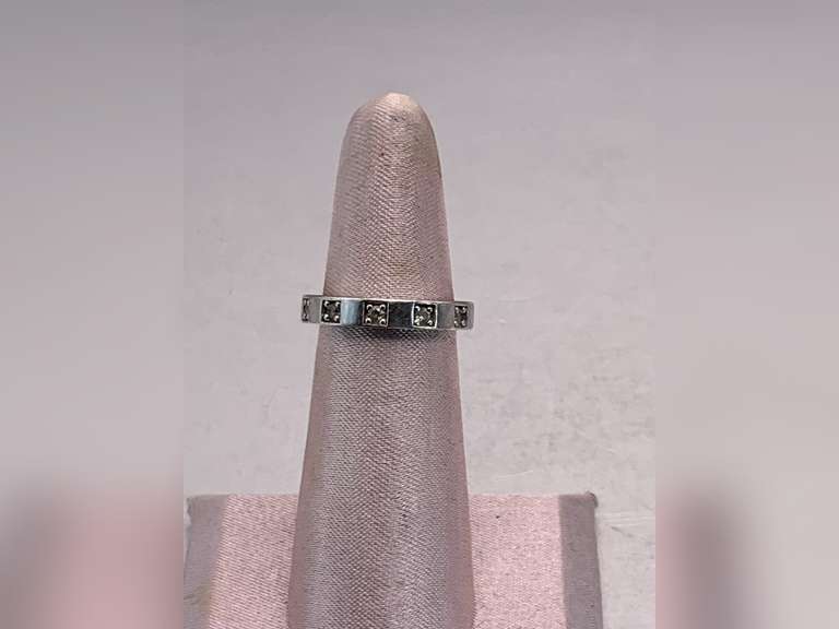 STERLING SILVER ETERNITY BAND WITH CZ'S SIZE 5 3/4 3.54 GRAMS image