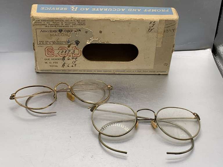 2 PAIR VINTAGE EYEGLASSES IN BOX FROM AMERICAN OPTICAL - MACON, GA image
