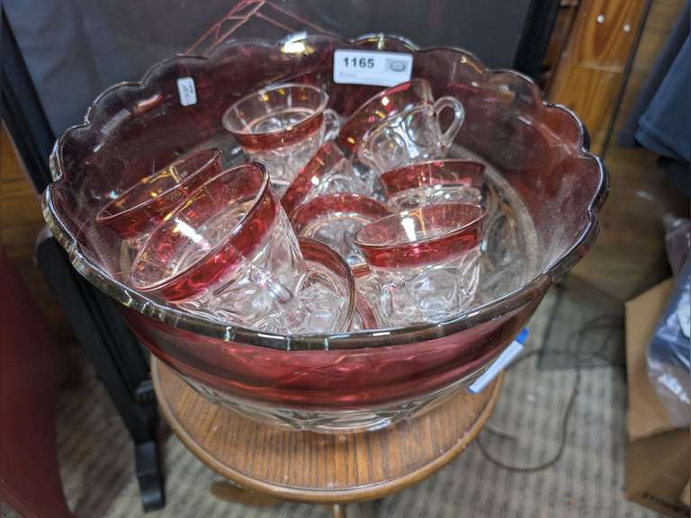 VINTAGE INDIANA GLASS PUNCH BOWL SET image