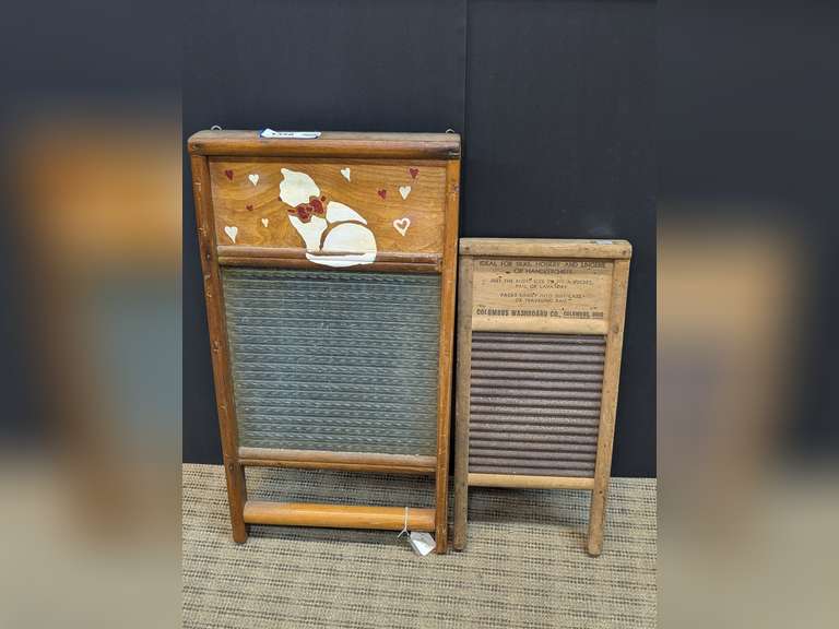 PAIR OF OLD WASHBOARDS INCLUDING DUBL HANDI BY COLUMBUS WASHBOARD CO. image