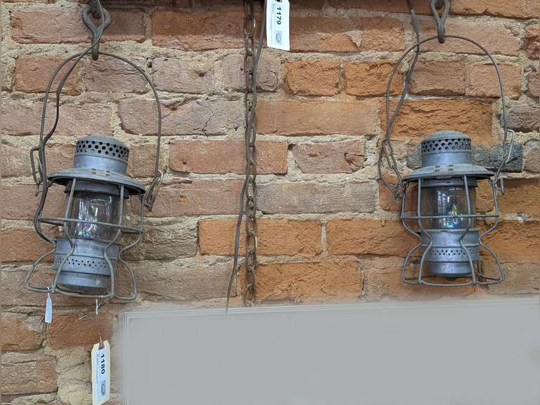 PAIR OF OLD ELECTRIFIED ADLAKE RAILROAD LANTERNS image