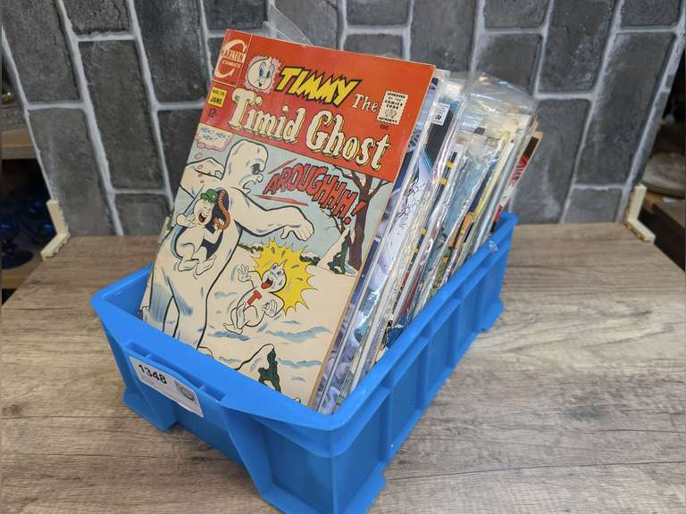 SMALL TUB FILLED WITH COMIC BOOKS image