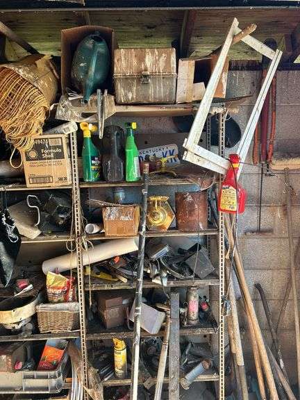 G - METAL SHELF - SHOVELS - GAS CANS