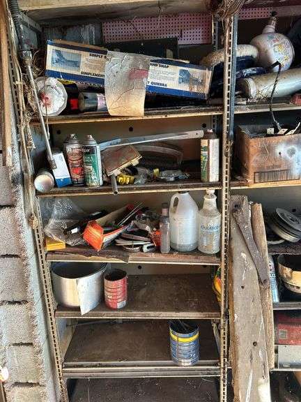 G - METAL SHELF - SHOVELS - GAS CANS