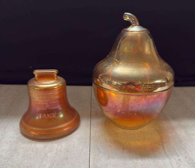 19T- CARNIVAL GLASS BANK AND PEAR image