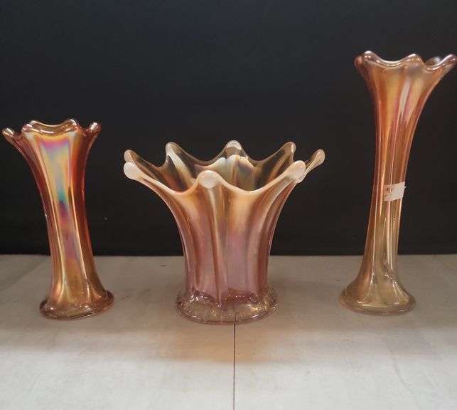 19T- CARNIVAL GLASS VASES image