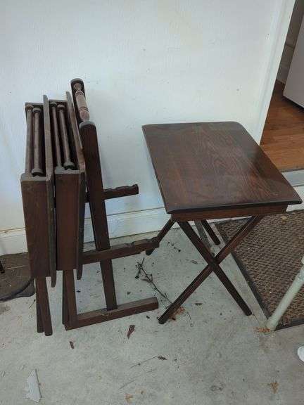 Four Wood Folding TV Tray Tables image