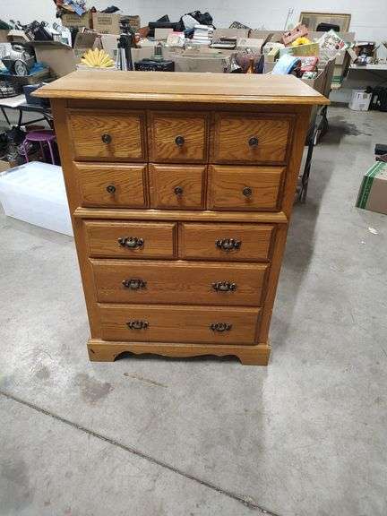 OAK 5 DRAWER CHEST - 34X18X46 image