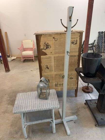 Coat Rack, Wicker Table and Lantern image