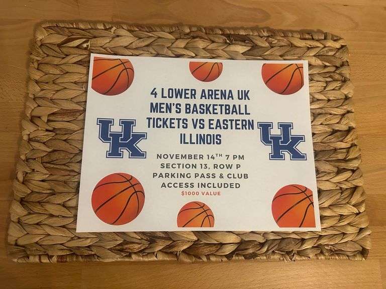 4 Kentucky Lower Arena Men's Basketball Tickets vs. Eastern Illinois with Parking Pass & Club Access
