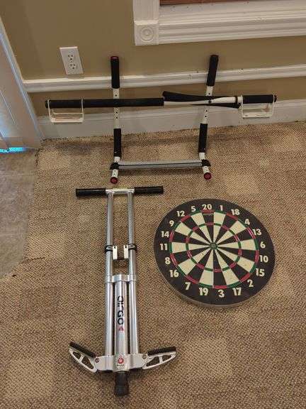CIRCOA Razor Pogo Stick, Halex Dartboard, and Pull-up Bar image