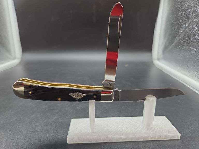 Case XX Purple Bone Barnboard Jig Trapper Pocket Knife image