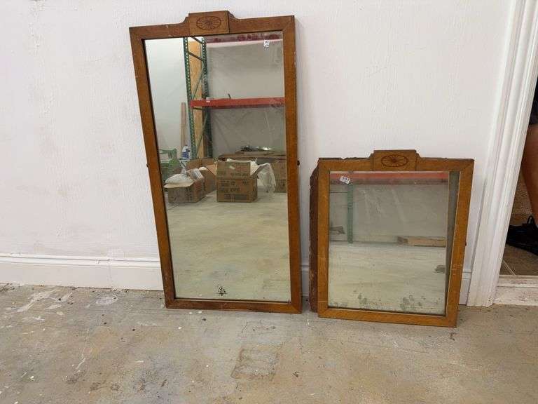 Two Wooden Framed Mirrors image