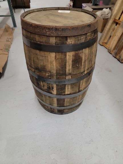Wooden Barrel with Metal Bands image