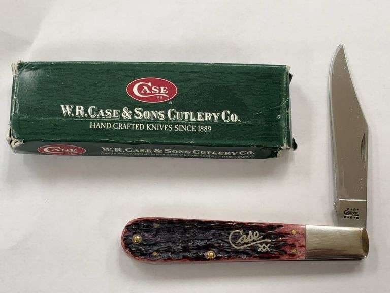 Case XX Cranberry Bone Silver Script Knife 6143