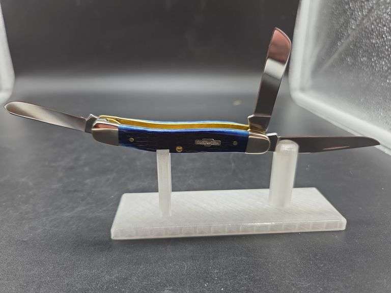 Case XX USA Blue Bone Rogers Corn Cob Jig Medium Stockman Knife image