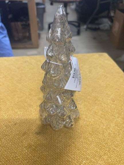 3.5 X 8 GLASS LIGHTED CHRISTMAS TREE image