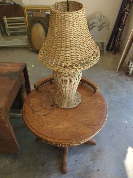 Wicker Lamp with Round Side Table image