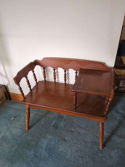 Wood Bench with Attached Table