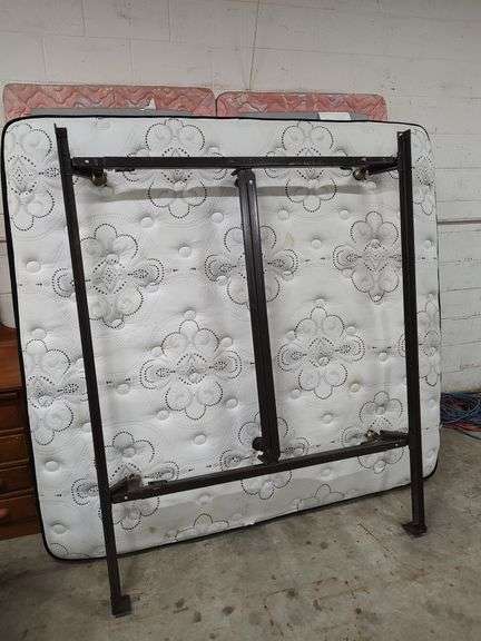 KING SIZE HOLLYWOOD BED RAILS - BOX SPRING AND MATTRESS WILL BE GIVEN TO BUYER IF WANTED image