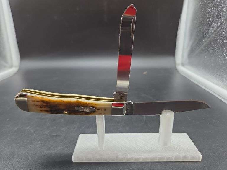 Case XX Amber Bone Peach Seed Jig Trapper 6254 SS Pocket Knife image