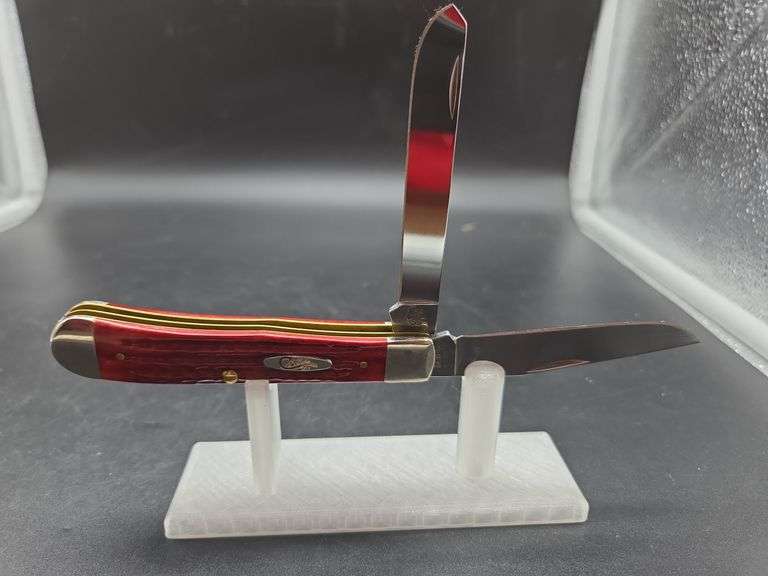 Case XX 6254 SS Pocket Worn Old Red Bone Trapper Knife image