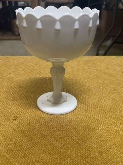 VINTAGE WHITE MILK GLASS CANDY BOWL image