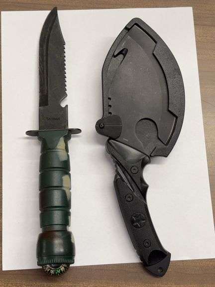 Taiwan Made Combat Knife and China Made Hatchet Tool image