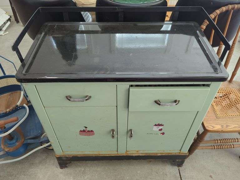 Enamel Top Kitchen Cabinet with Storage image