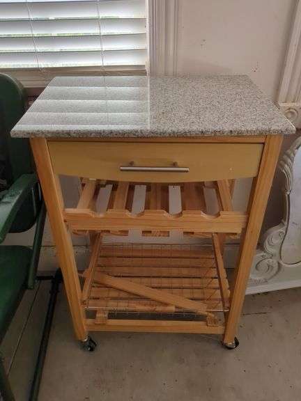 Rolling Kitchen Cart with Granite Top image