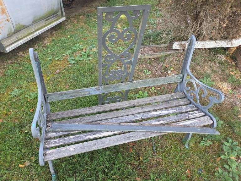 Metal and Wood Garden Bench