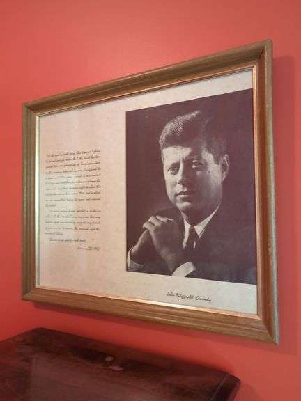 Framed John Fitzgerald Kennedy Portrait with Inaugural Speech image
