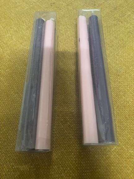 TWO NEW BOXES OF CHRISTMAS CANDLES.  PINK AND PURPLE image