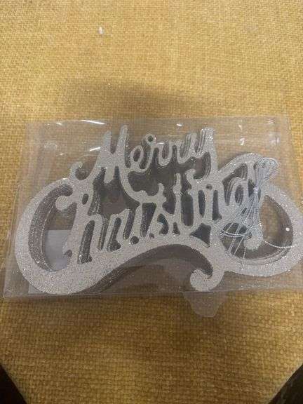 6 NEW MERRY CHRISTMAS CHAMPAGNE COLOR DECORATIONS image