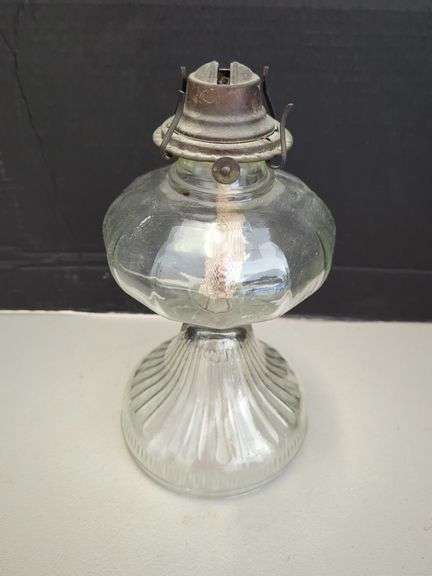 Clear Glass Oil Lamp with Metal Burner image