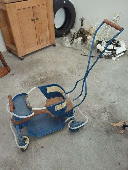 Blue Metal and Wood Baby Walker image