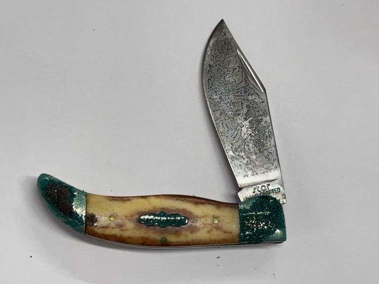 Star Hand Crafted Pocket Knife 3344 B 440 Stainless Japan with Deer Etching image